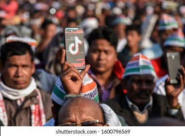 Guwahati, Assam, India. 28 December 2019. Supporters Of India's Main Opposition Congress Party During A Protest Rally Against A New Citizenship Law, In Guwahati.