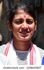 Guwahati, Assam, India. March 8, 2019. Indian Women's Cricket Team Captain Smriti Mandhana During The Visit Of Kamakhya Temple. 