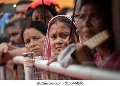 Guwahati, India. 10 May 2022. Supporters Of Bharatiya Janata Party (BJP) Attend In A Public Rally As Chief Minister Himanta Biswa Sarma Led Assam Government Complete Its First Year, In Guwahati