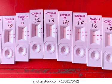 Guwahati, India. Rapid Antigen Test Kit In Display After Negative Results Found, At A Swab Collection Centre, In Guwahati. 