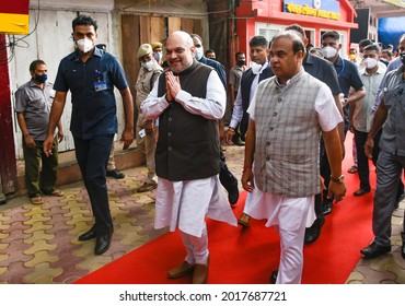 GUWAHATI,ASSAM,INDIA-25 JULY 2021: Union Home Minister Amit Shah Arrive Kamakhya Temple To Offer Prayer In Guwahati.