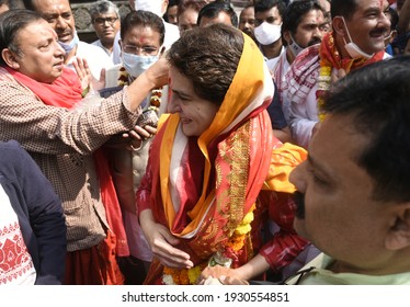 GUWAHATI,INDIA-01 MARCH 2021: All India Congress Committee (AICC) General Secretary Priyanka Gandhi Vadra At Kamakhya Temple. 