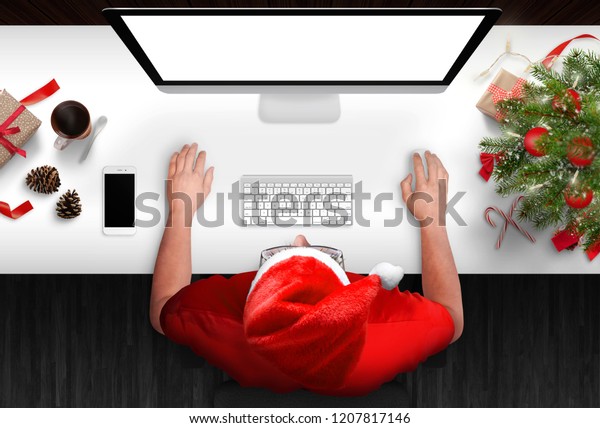 Guy Buying Christmas Gifts Online Isolated Stock Photo Edit Now 1207817146