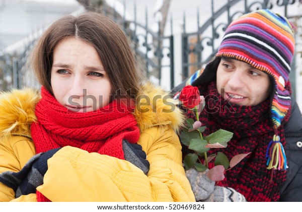 Guy Comforting His Girlfriend Gives Her Stock Photo Edit Now