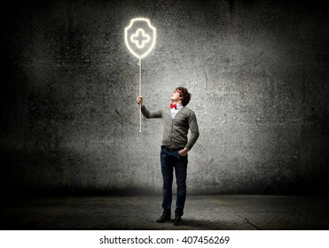 Guy with concept balloon