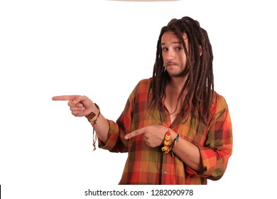 Guy Hippie With Dreadlocks On White Background