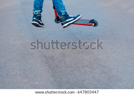 Similar – Image, Stock Photo teenager practicing with skateboard at sunrise city