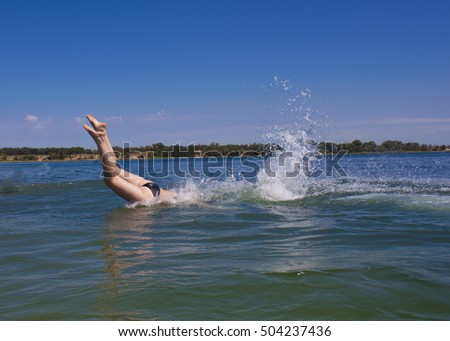 Similar – Image, Stock Photo leg Woman Beach Ocean