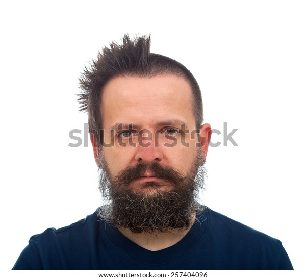 Guy Large Beard Funny Haircut Royalty Free Stock Image