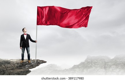 Guy With Red Flag