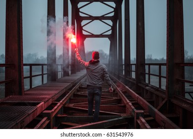 guy with a red torch
