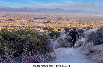 A Guy Riding A Mountain Bike Down Toms Thumb Trail In Scottsdale, AZ