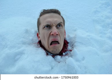Guy Sticks His Head Out Under Stock Photo 1750961003 Shutterstock