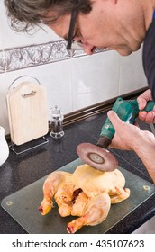 Guy Trying To Chop A Chicken With A  Grinder Disk On His DIY Drill