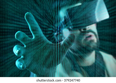 Guy using vr glasses