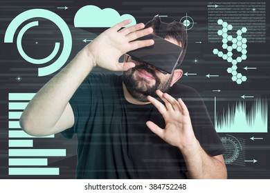 Guy using vr glasses