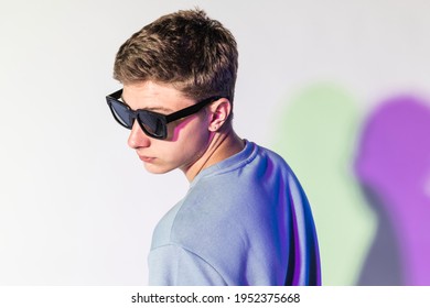 Guy With White Sunglasses For Fashion Photoshoot