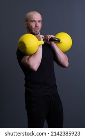 Guy With A Yellow Kettlebell Gym Anonymous Workout Man, From Sporty Teenager In Picking From Floor Youth, Malaysian Fitness. Living Bent Endurance, Club Hiit