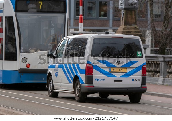GVB Service And Veiligheid\
Company Van Following At Tram At Amsterdam The Netherlands\
8-2-2022