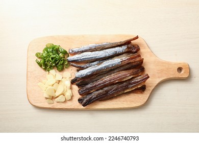 Gwamegi is a Korean food that is salted and dried saury.