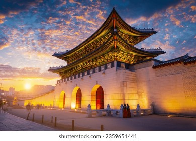 Gyeongbokgung Palace in sunset is beautiful, Seoul, South Korea. - Powered by Shutterstock