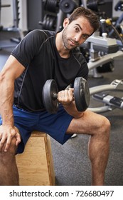 Gym Dude Performing Bicep Curl, Portrait