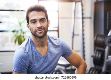 Gym Dude In T-shirt Looking At Camera