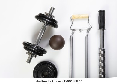 Gym Fitness Equipment Weights Flatlay.