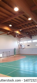 Gym With Soccer Field And Basketball Court