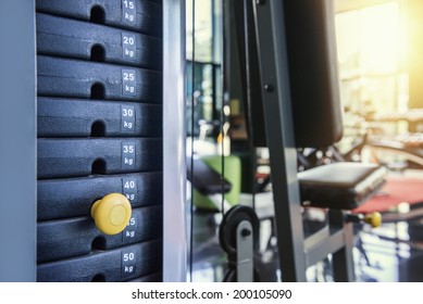 Gym Weight Machine. Amount Of Weight On Lifting Machine