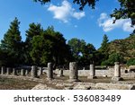 Gymnasion monument (2nd cent. B.C.) in Olympia, Greece