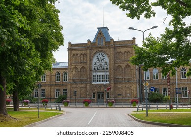 Gymnasium in Ventspils in Latvia. Ventspils is a city in the Courland region of Latvia. Latvia is one of the Baltic countries. - Shutterstock ID 2259008405