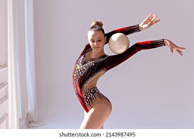 Gymnast performs with a ball