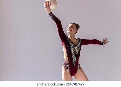 Gymnast performs with a ball
