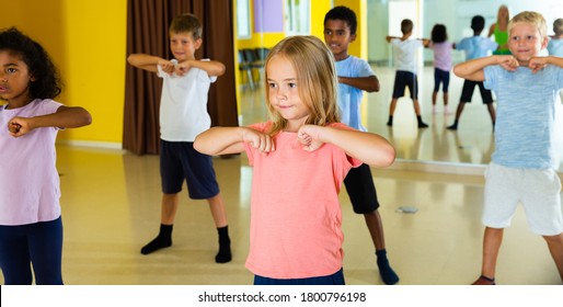 Gymnastics lesson in elementary school. High quality photo