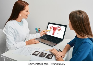 Gynecologist Consultation For Young Woman Patient. Women Health Treatment And Diagnosis Of Cervix Diseases At Gynecology