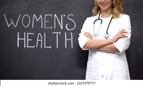 Gynecologist Standing Near Inscription Womens Health, Infertility Treatment