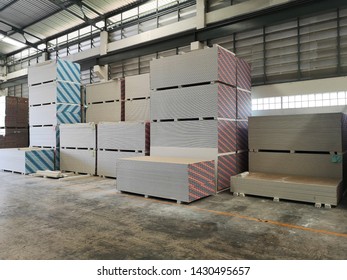 Gypsum Board Stacks In Warehouse