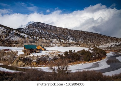 Gypsum, CO / USA - 12 27 2012: A Homestead Tucked Inside A Colorado River Bend.