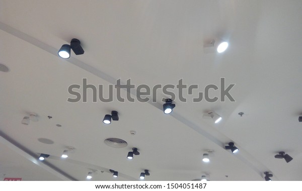 Gypsum False Ceiling Design Down Lights Stock Photo Edit