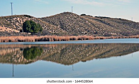 The Gypsum Hills And Their Reflection In The Sea Of ​​Ontígola