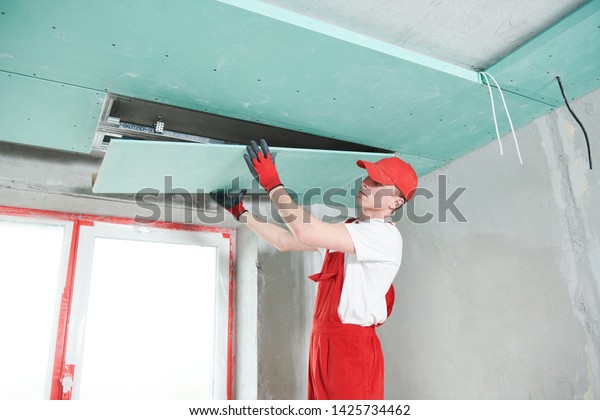 Gypsum Plasterboard Construction Work Suspended Ceiling Royalty