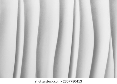 Gypsum texture. White wavy background. Interior wall decoration, 3D panel, white abstract digital wall pattern, 3D wall panel pattern for interior.