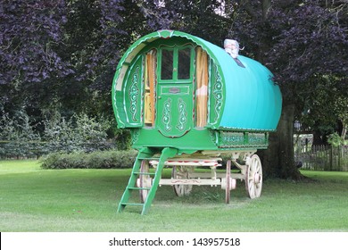 A Gypsy Wagon On The Grass