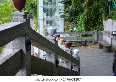 Gyro Decoration On The Railing In Daxi Old Street.