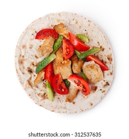 Gyros Pitta, A Kind Of Shawarma With Chicken And Vegetables