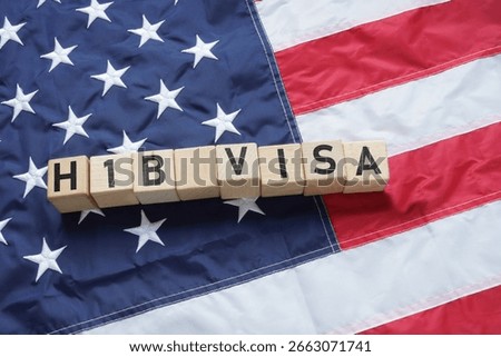 H1B visa is shown using a text and flag of USA