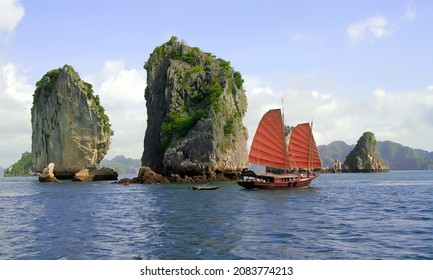 HA LONG, VIETNAM, February 4, 2020 sailing boats sail on Ha Long Bay, Northern Vietnam