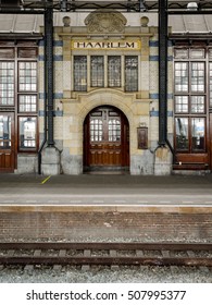 Haarlem Train Station, Netherlands. The Ornate Art Nouveau Architecture Of The Protected Rijksmonument National Heritage Site.