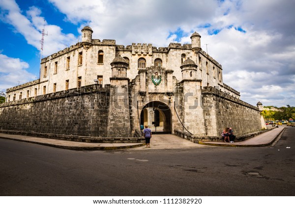 HABANA, CUBA-JANUARY 13: Old\
fortress on January 13, 2018 in Habana, Cuba. Fortress in the old \
Habana